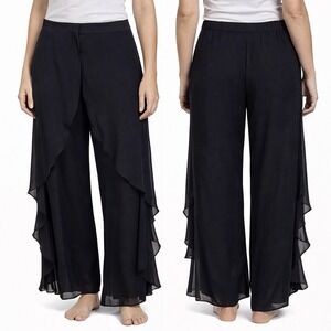 Addison Evenings Size Large Flowy Black Wide Leg Pant Formal Dressy Wear